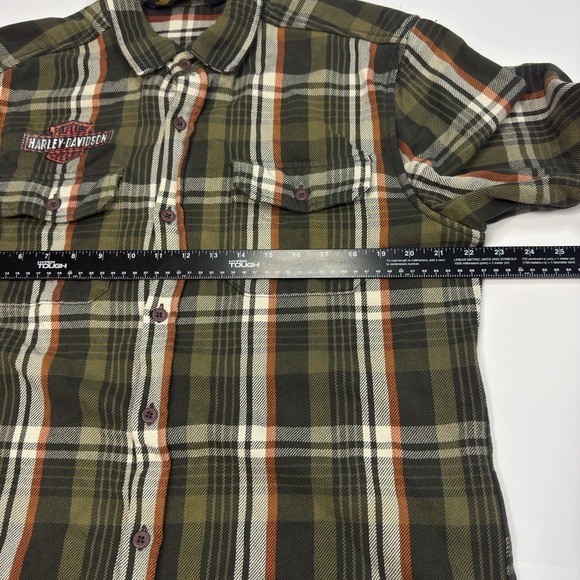 Harley Davidson Flannel Shirt Jacket Mens Size L Heavyweight Plaid‎ Embroidered - Picture 8 of 9